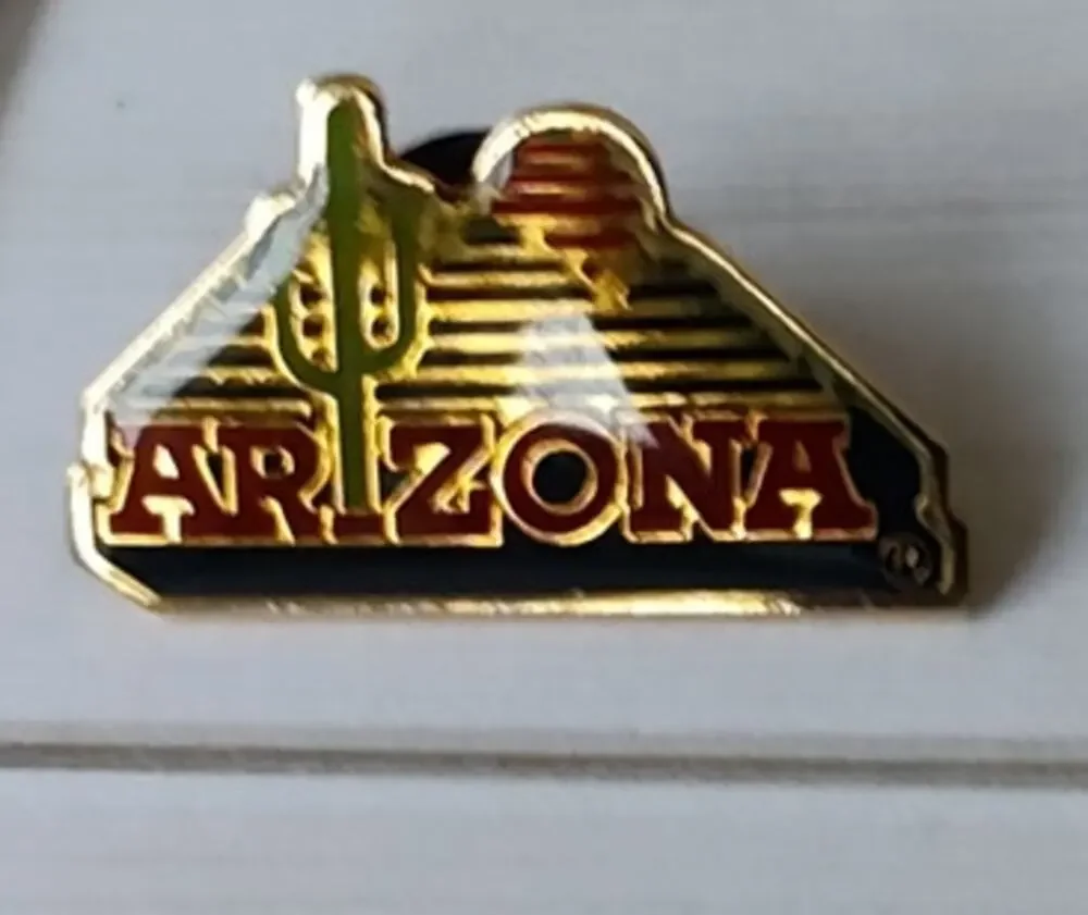 Arizona State Pin Cactus Sunrise Mountains Souvenir Travel Hat Lapel Collectible